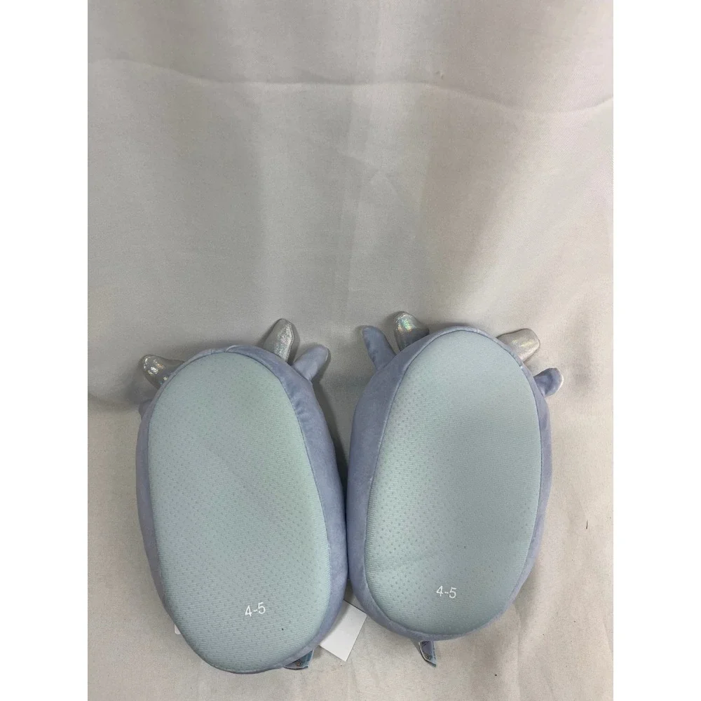 Squishmallows Blue Deer Plush Slippers Kid Size 4/5 Silver Antlers New With Tags